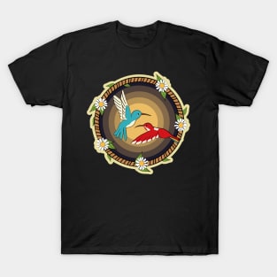 Couple Matching  Retro Romantic Couples Birds T-Shirt